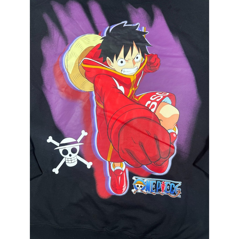 One Piece Monkey D Luffy Anime Hoodie Graphic Pullover Black Mens XL New